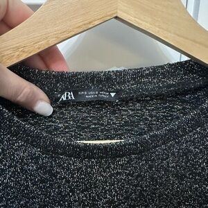 Zara Black and Silver Knit Top